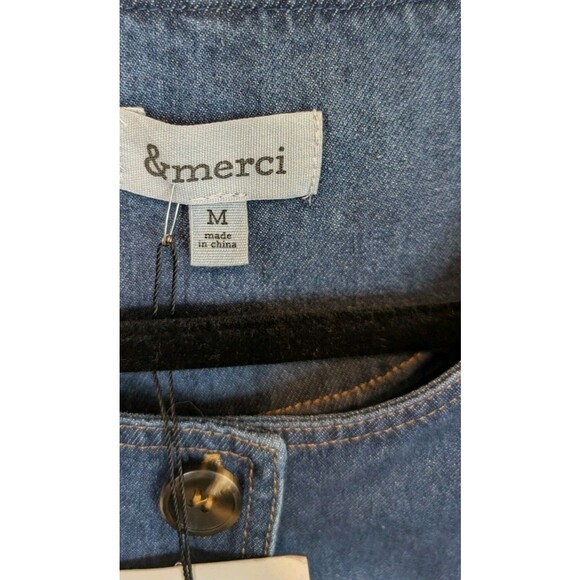 &Merci Denim Vest Blue Cotton Western Rodeo Button Front Size Medium - Picture 10 of 10